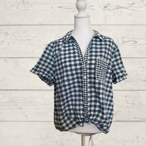 LC Lauren Conrad Navy and White Checkered Shirt